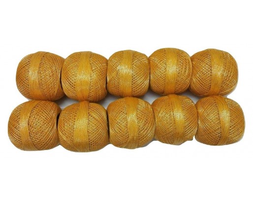 LIGHT ORANGE with SILVER - Lot Set of 10 - Cotton with Lurex Jari Zari Yarn Thread - For Crochet Lace Knitting Embroidery Trim - 1000+ Yards - 200 Grams